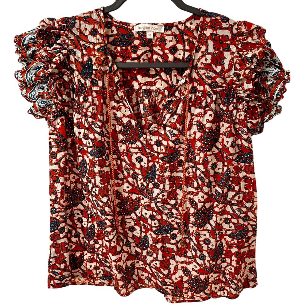 Love the Label Anthropologie Mabel Vineyard Ruffle Top Peasant Blouse, size M